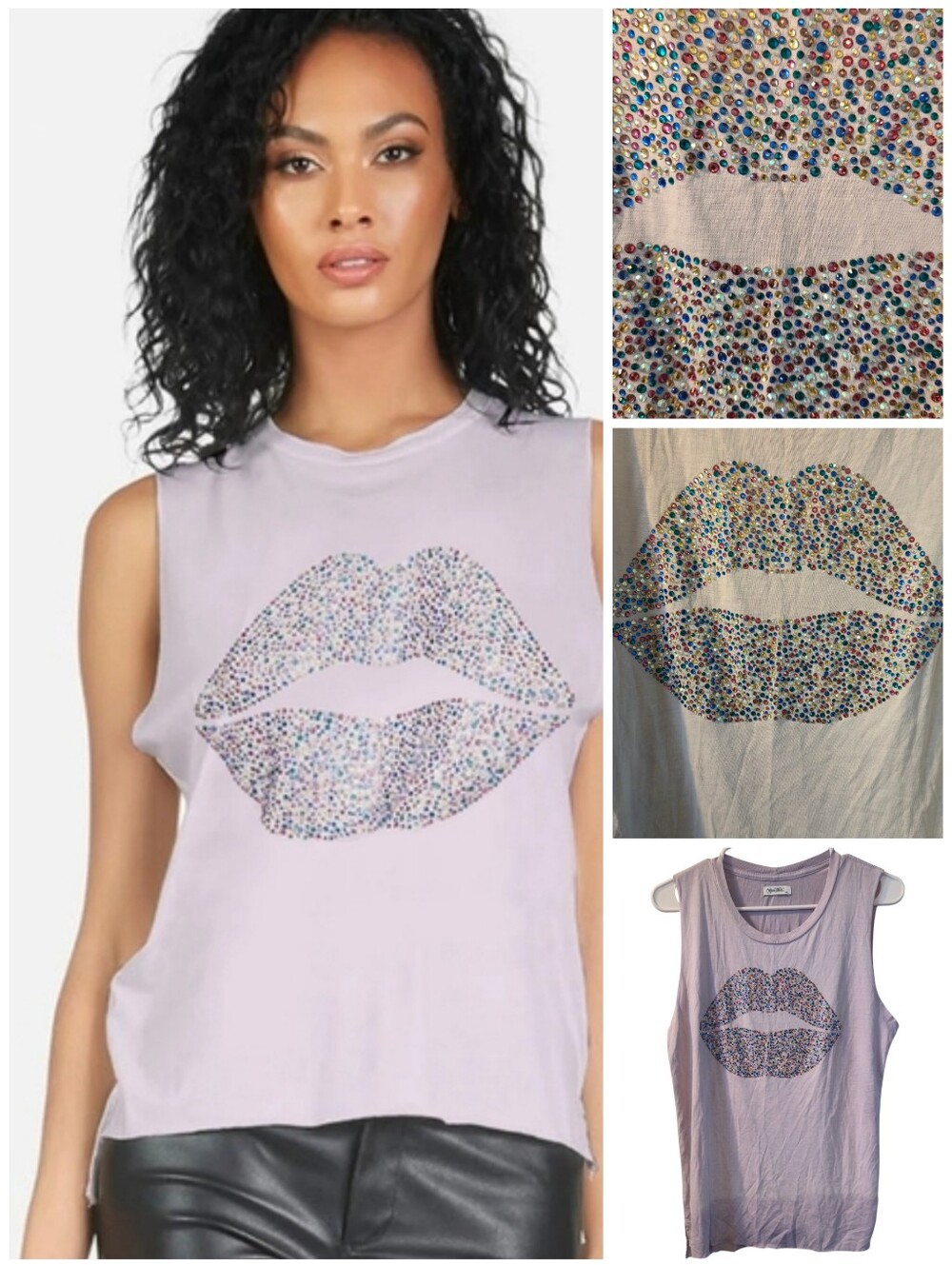 Lauren Moshi Crystal Sprinkle Lip tank top
